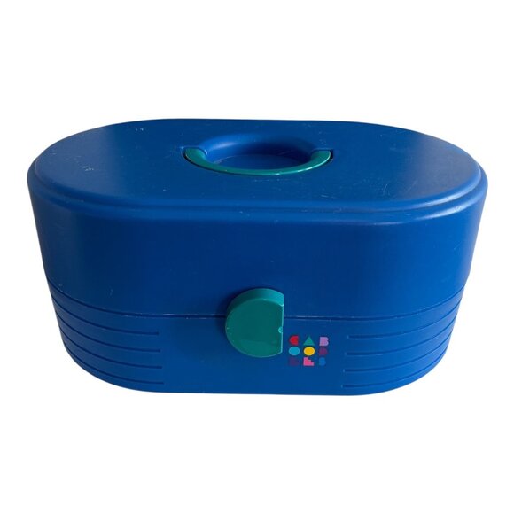 Vintage Caboodles Oval Makeup Case – Blue with Teal Handle & Mirror - Picture 1 of 9